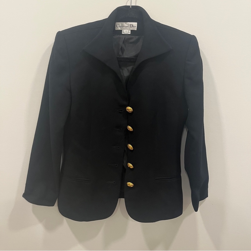 Christian Dior vintage black blazer gold buttons, size 4